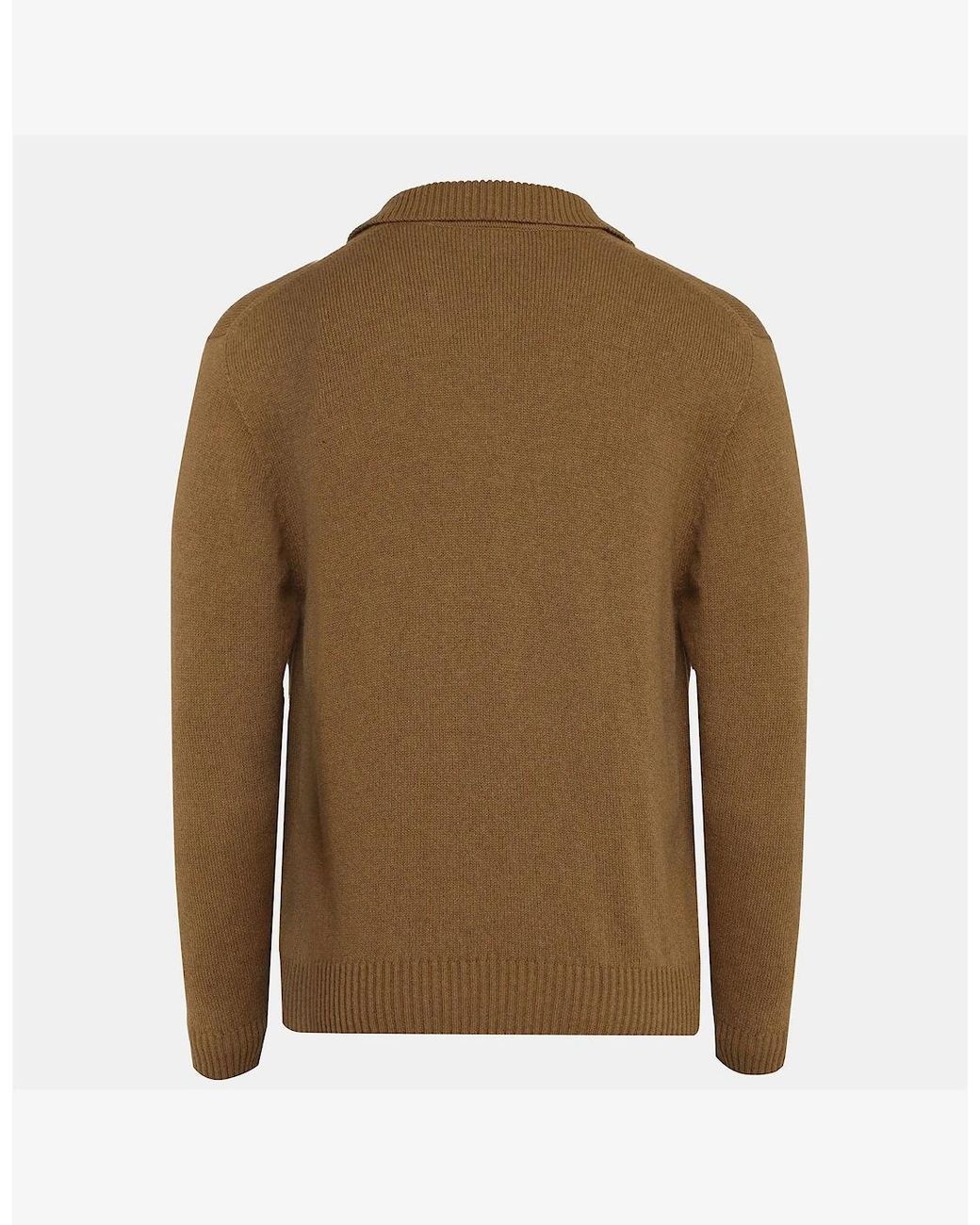 Lacoste Brown Crocodile Logo Collared Neck Long Sleeve Sweater