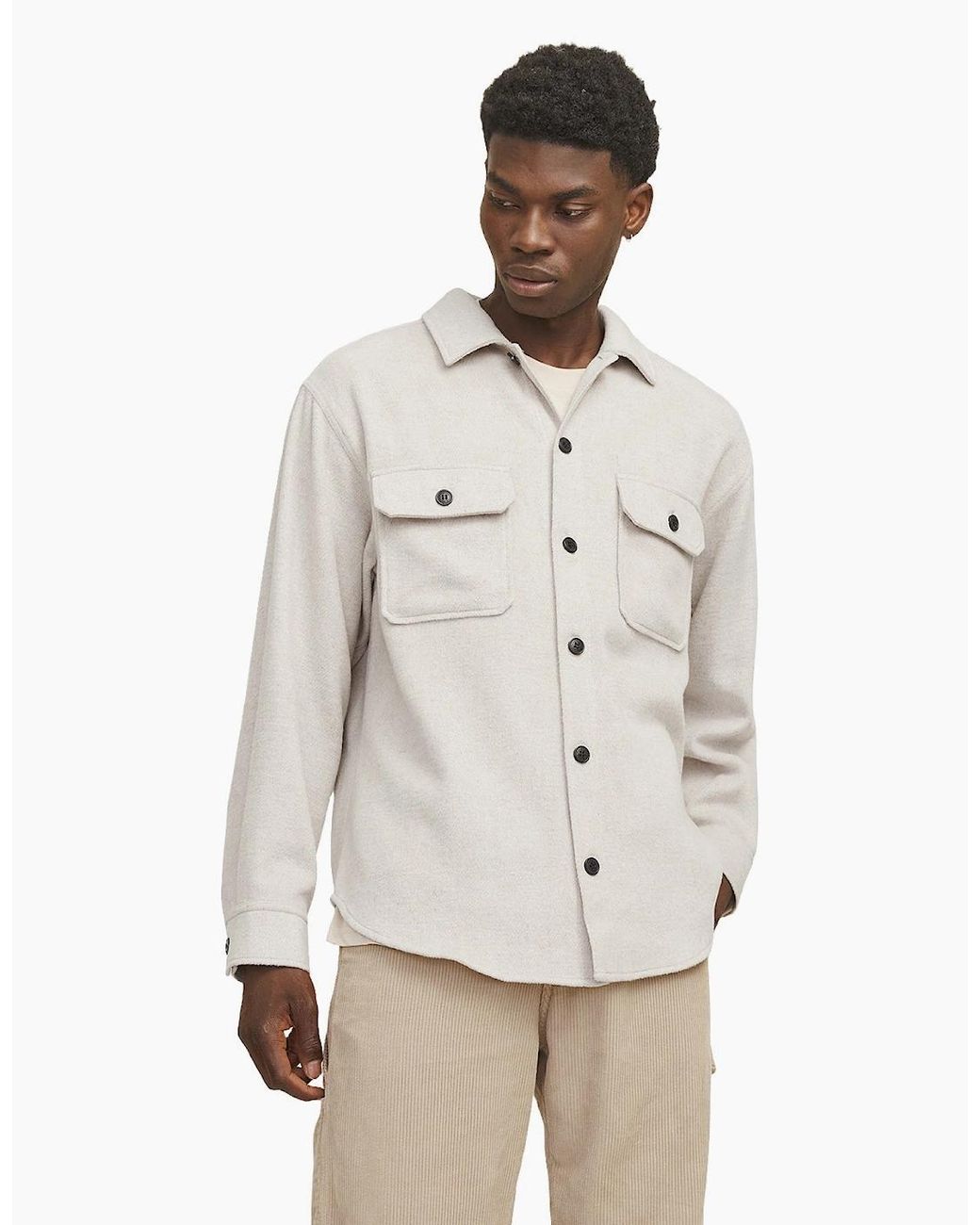 Jack & Jones White Bradley Ollie Long Sleeve Shirt for men