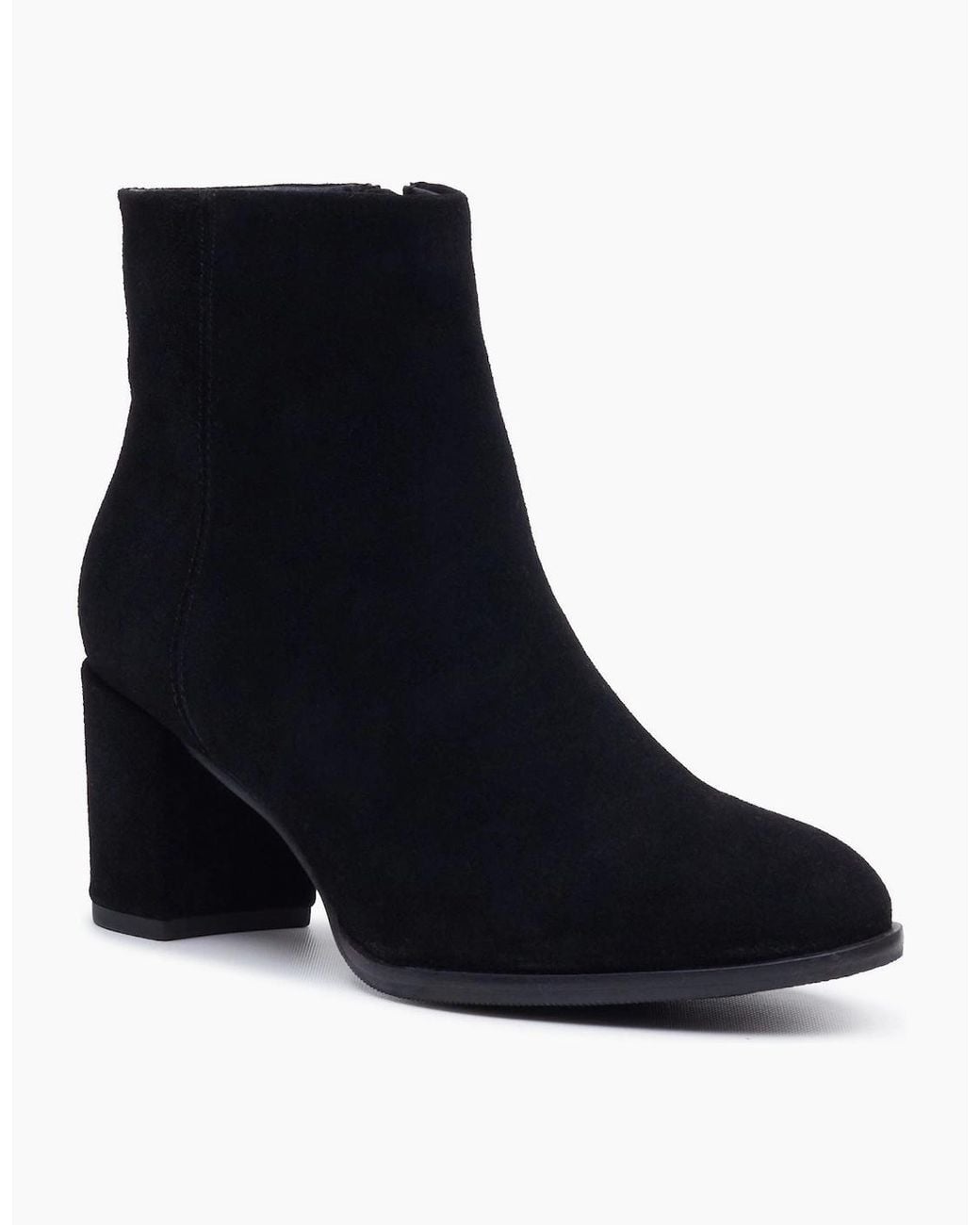 Hush Puppies Black Claridy Suede Leather Heeled Ankle Boots