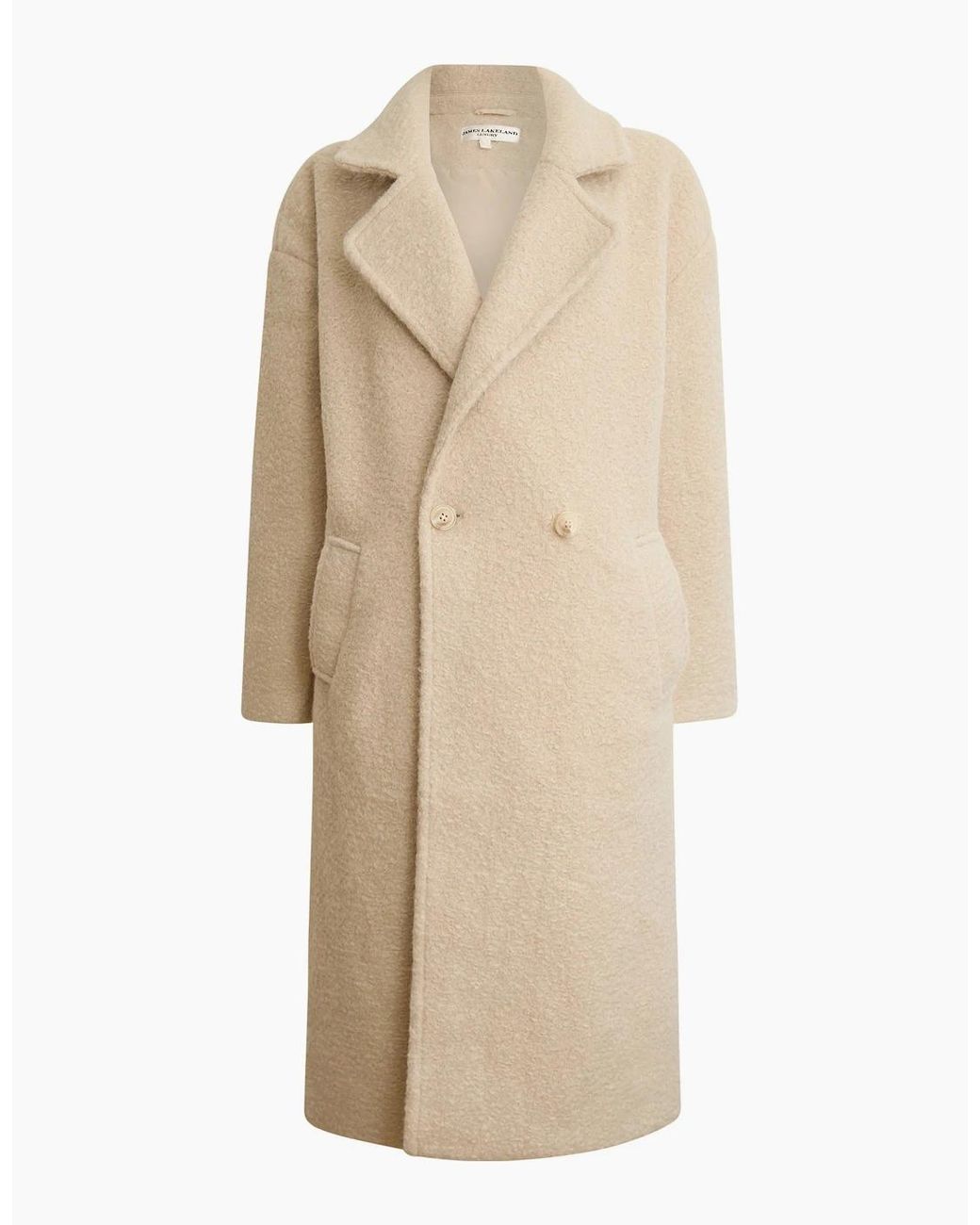 James Lakeland Natural Cream Textured Double-Breasted Long Coat