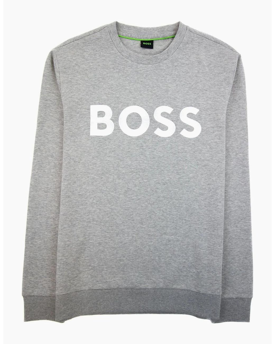 Boss Gray Salbo 1 Contrast Logo Relax Fit Sweatshirt 059 for men