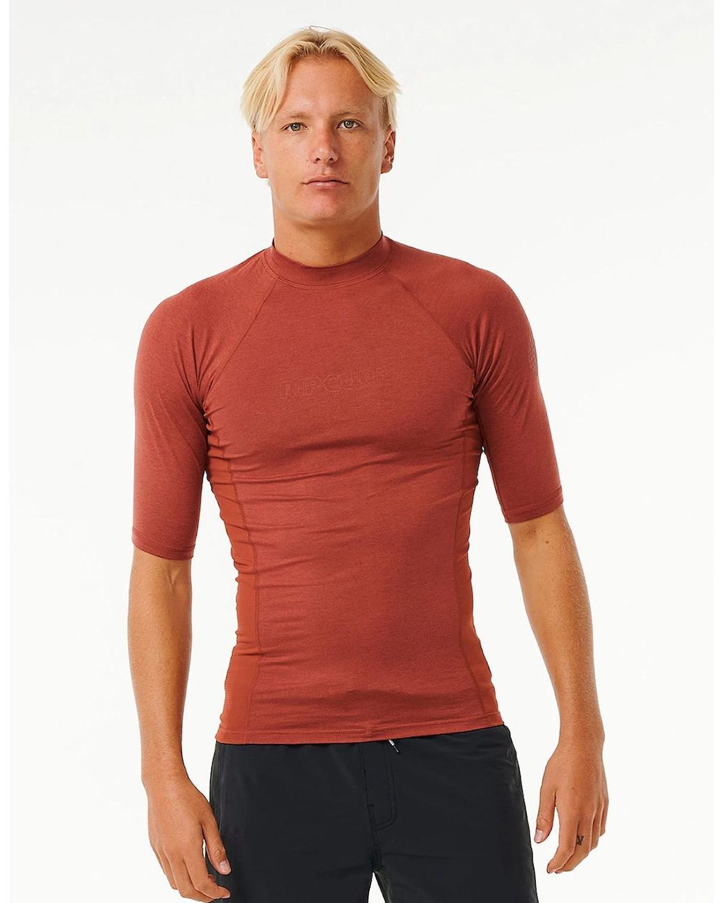 Rip Curl Red Rip Curl Dawn Patrol Upf 50 Perf Short Sleeve Rash Vest for men