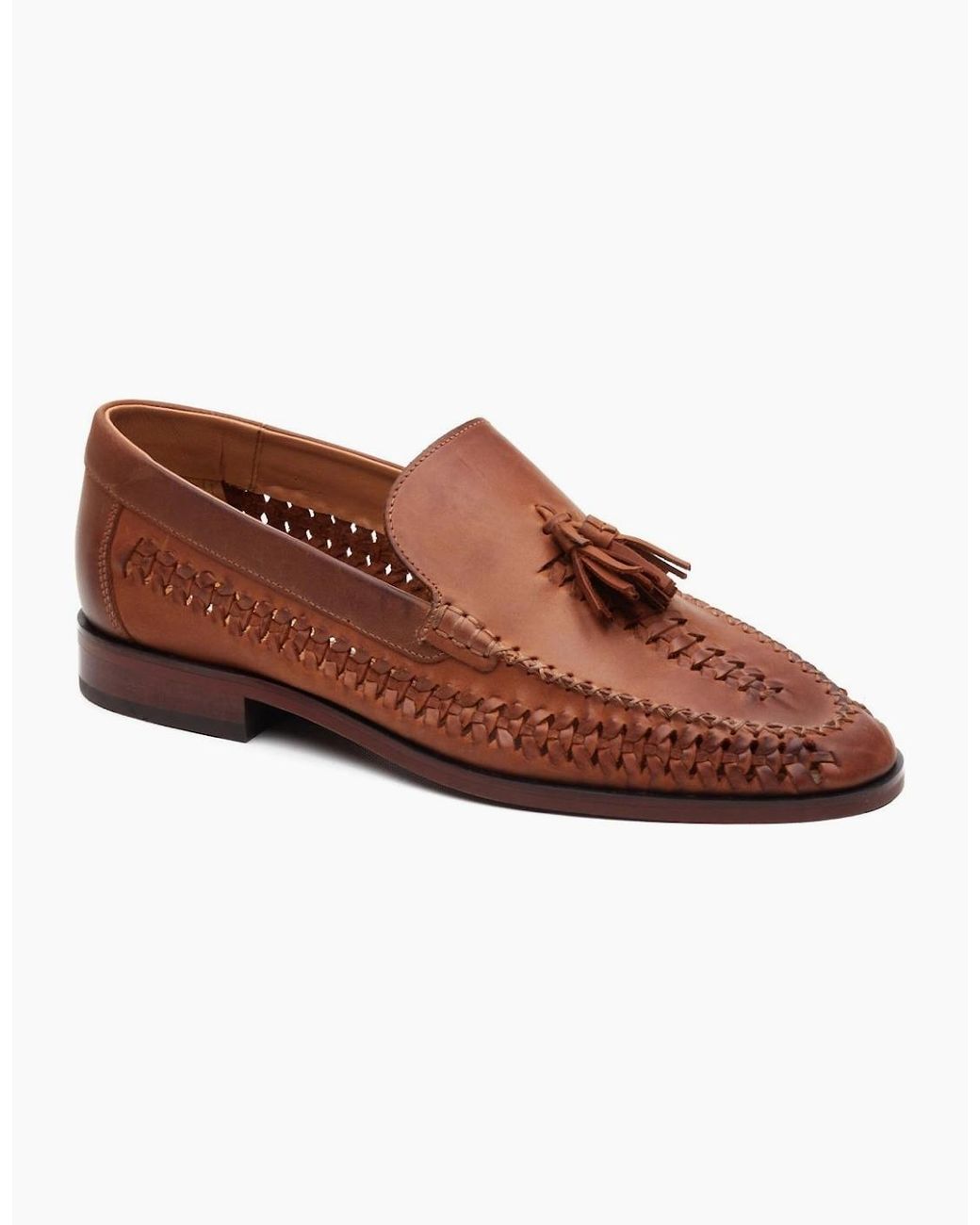 Base London Brown Bracken Leather Weave Loafers for men