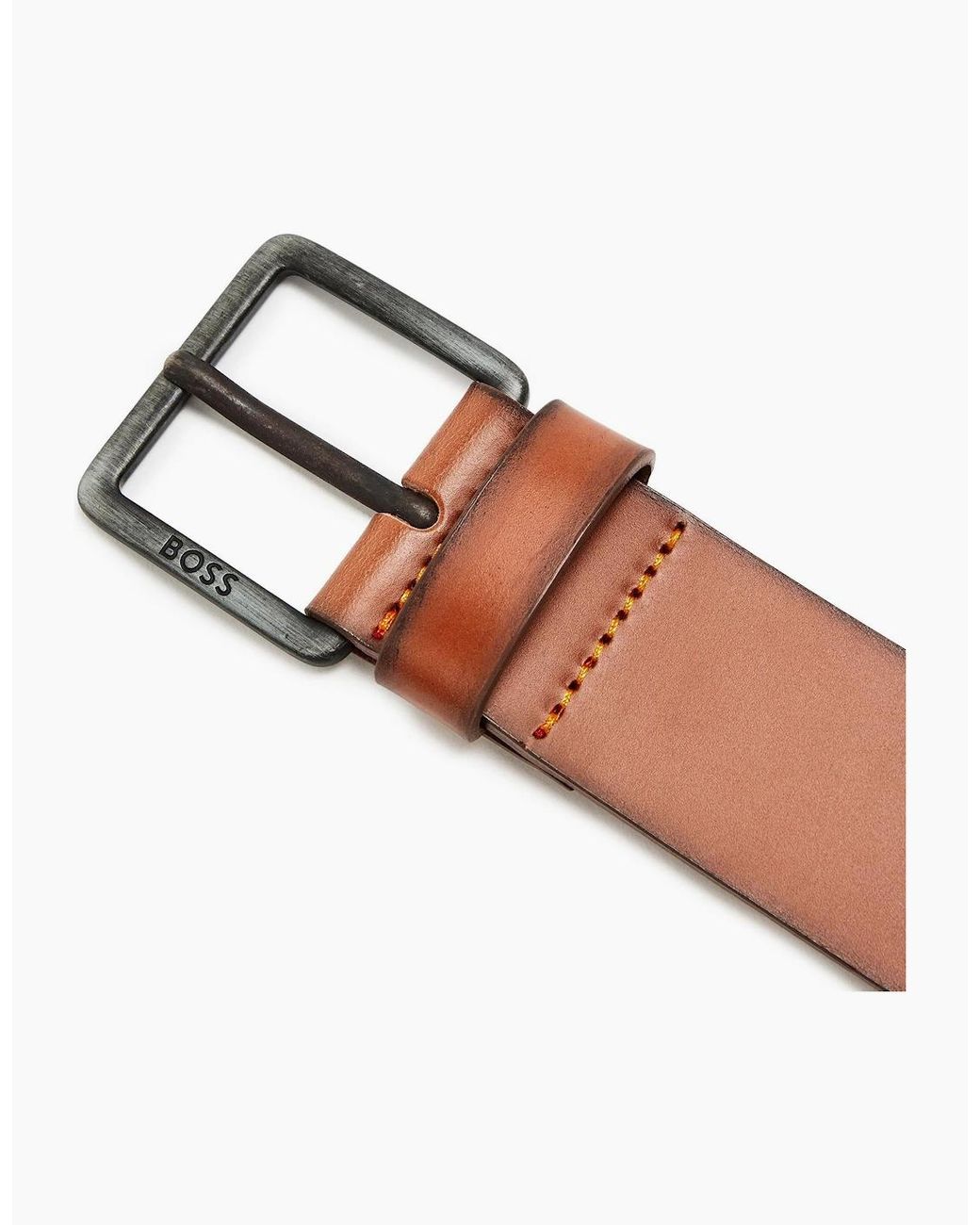Boss Brown Leather Pin Buckle Belt for men