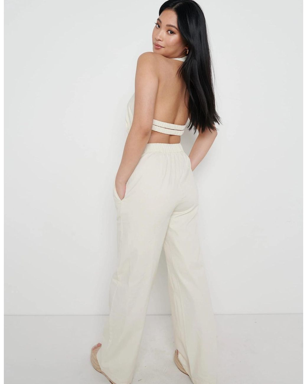 Pretty Lavish White Lexi Scrunch Backless Jumpsuit