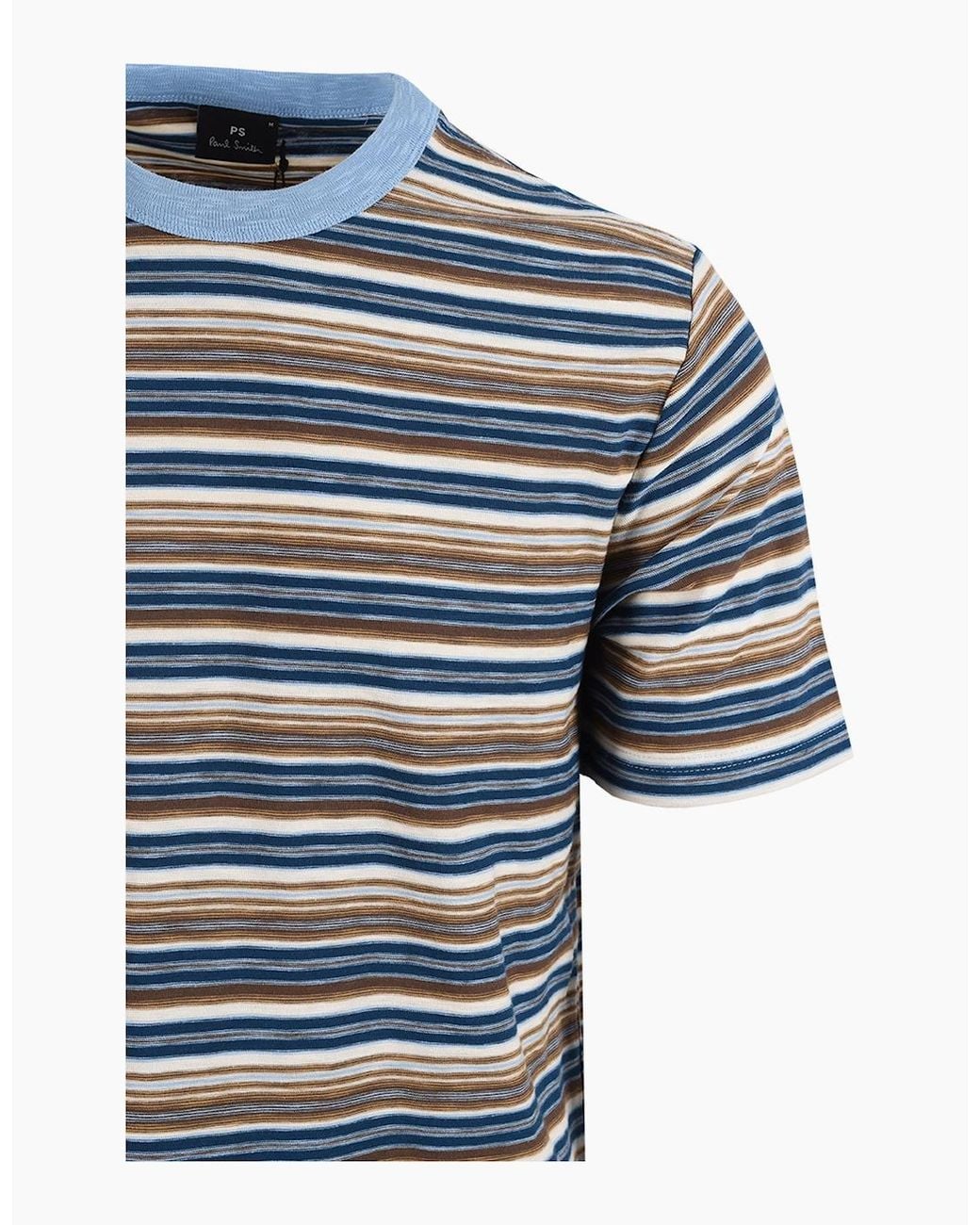 Paul Smith Blue Reg Fit T-Shirt Striped for men
