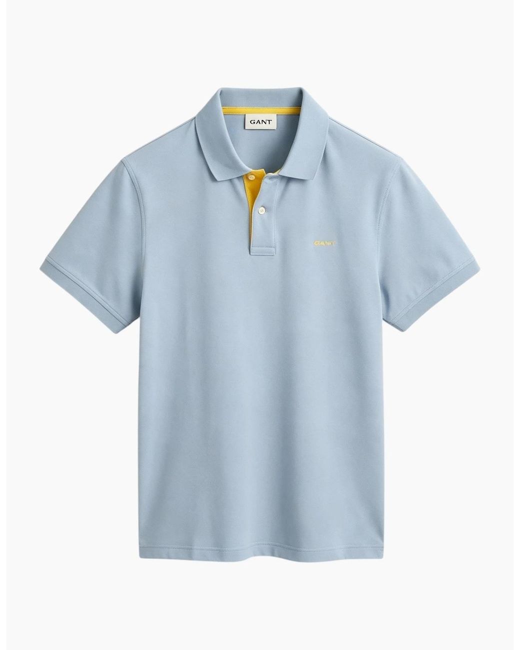 Gant Blue Polo Shirt Contrast Short Sleeve Summer Polo Cotton for men