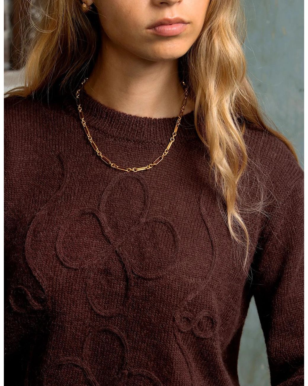 Ro&zo Brown Chocolate Applique Knit Jumper With Alpaca