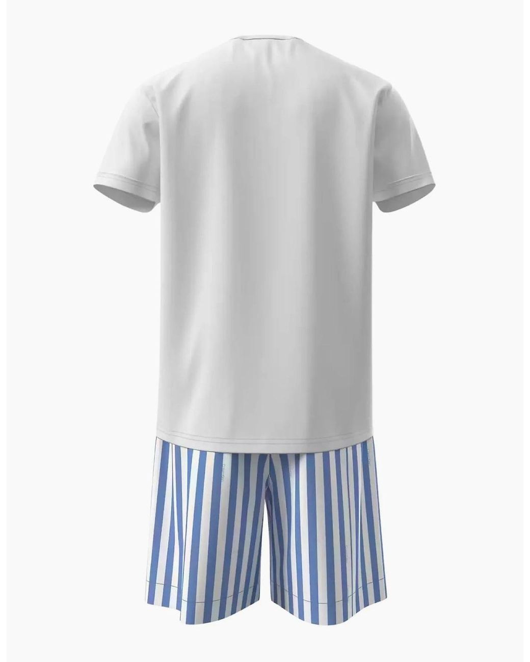 Calvin Klein White T-Shirt & Poplin Stripe Shorts Pyjama Set for men
