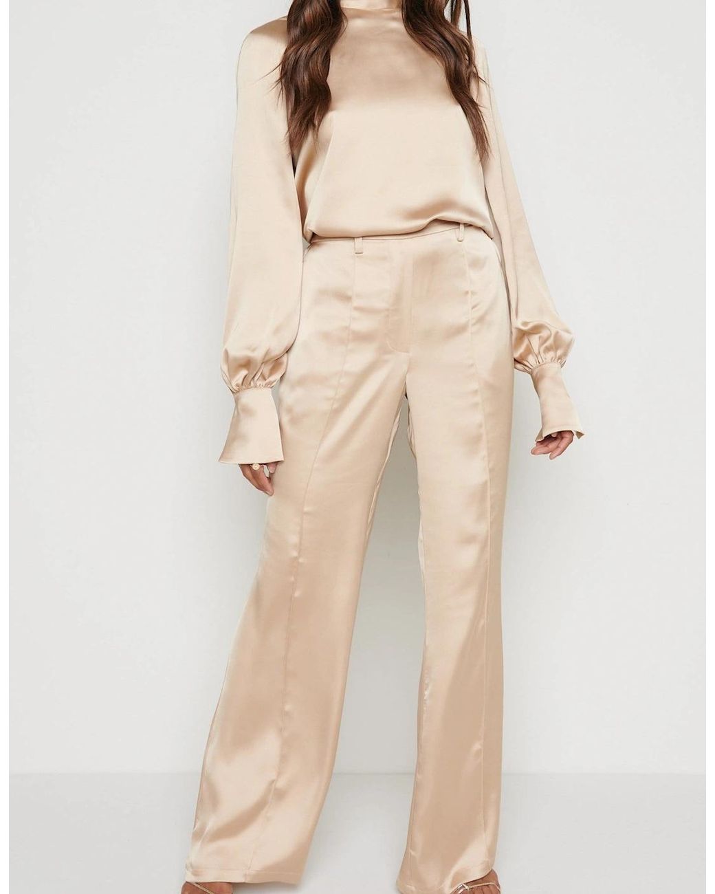 Pretty Lavish Natural Hailee Satin Trousers