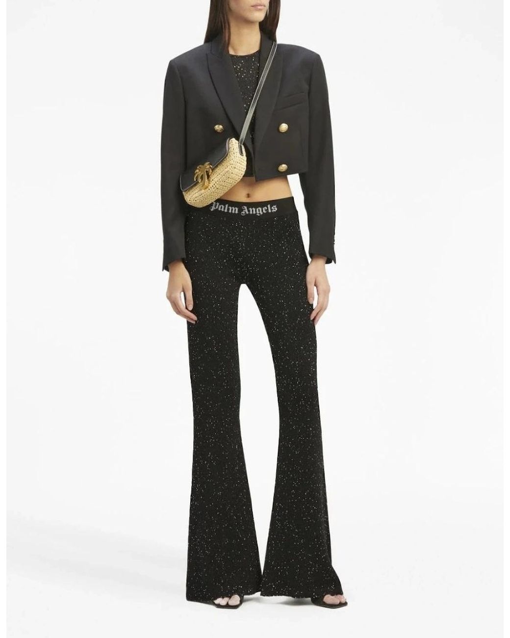 Palm Angels Black Soiree Knit Logo Pant