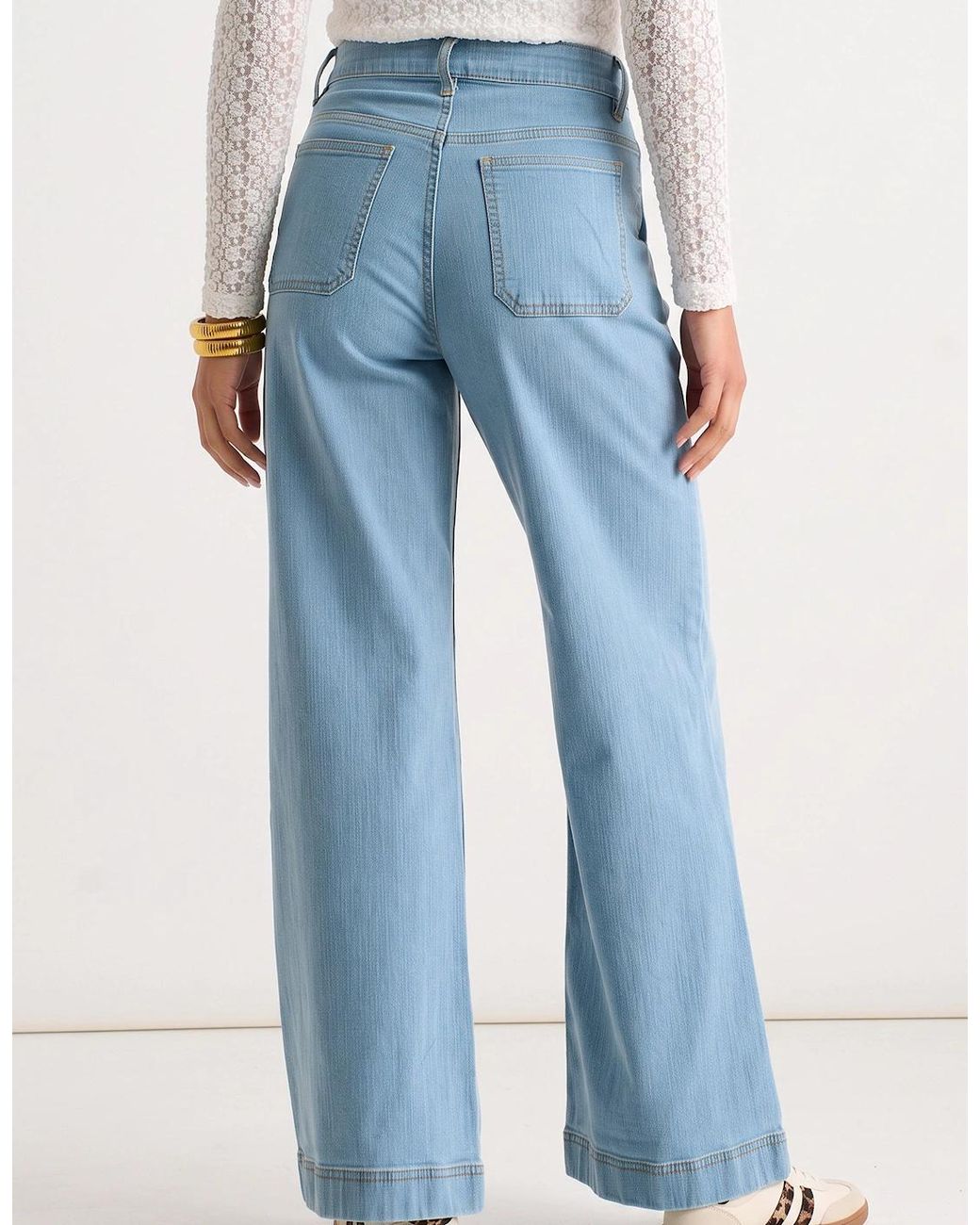 Gini London Blue Light Pleat Wide Leg Jean