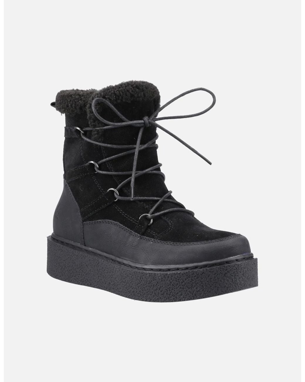 Hush Puppies Black Bronte Suede Winter Mid Calf Boots
