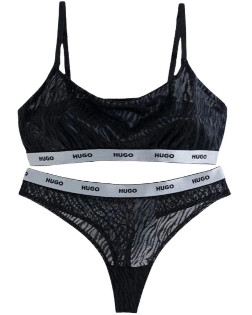 Boss Black Classic Logo Lace Bra & Thong Gift Set