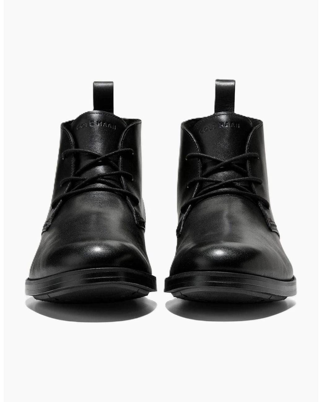 Cole Haan Black Newmark Grand Flexcraft Leather Chukka Boots for men