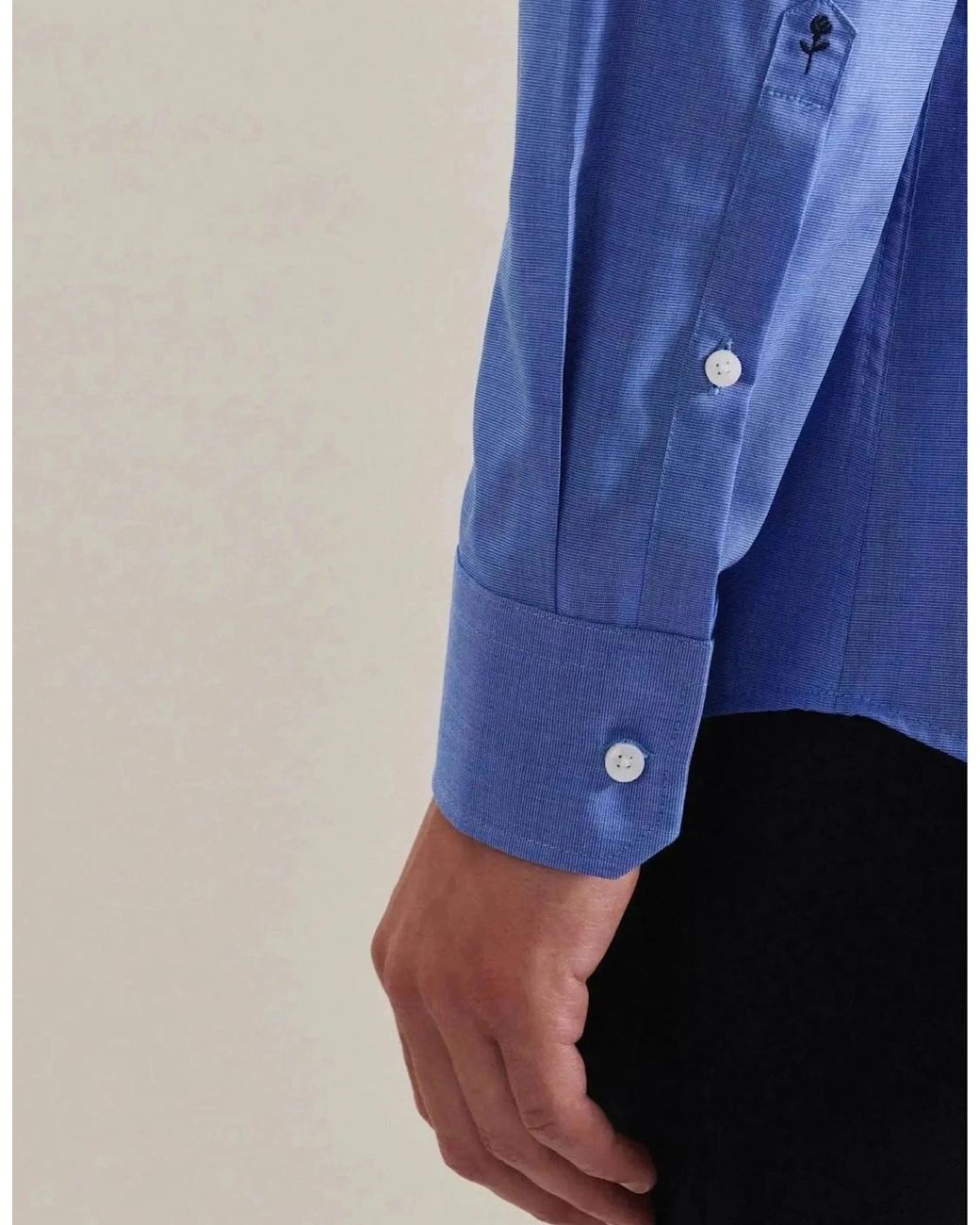 Seidensticker Blue Shaped Fit No Iron Kent Collar Business Shirt Mid for men