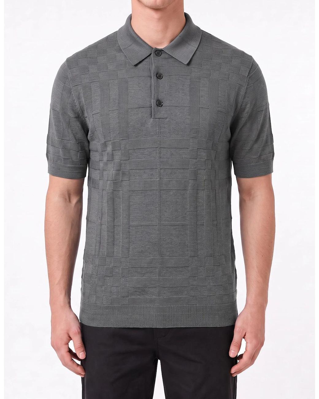 Burberry Gray 'Kieran' Knit Polo-Shirt for men