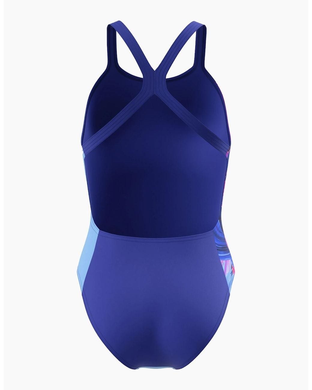 Speedo Blue Ladies Placement Powerback Printed One Piece Swimsuit