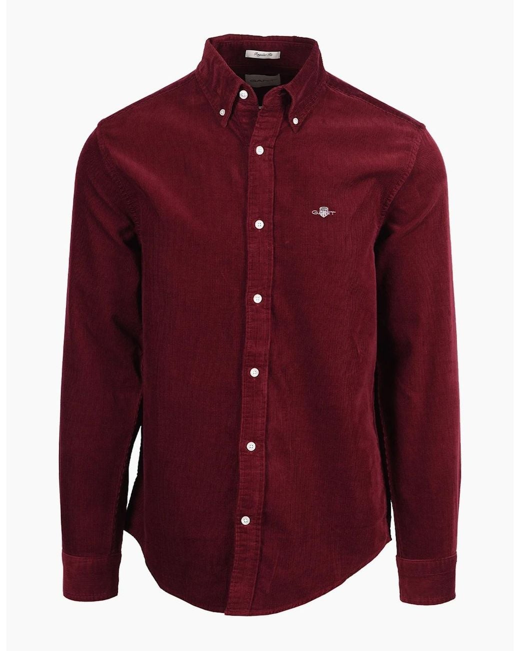Gant Red Reg Corduroy Shirt Deep Grape Wine for men