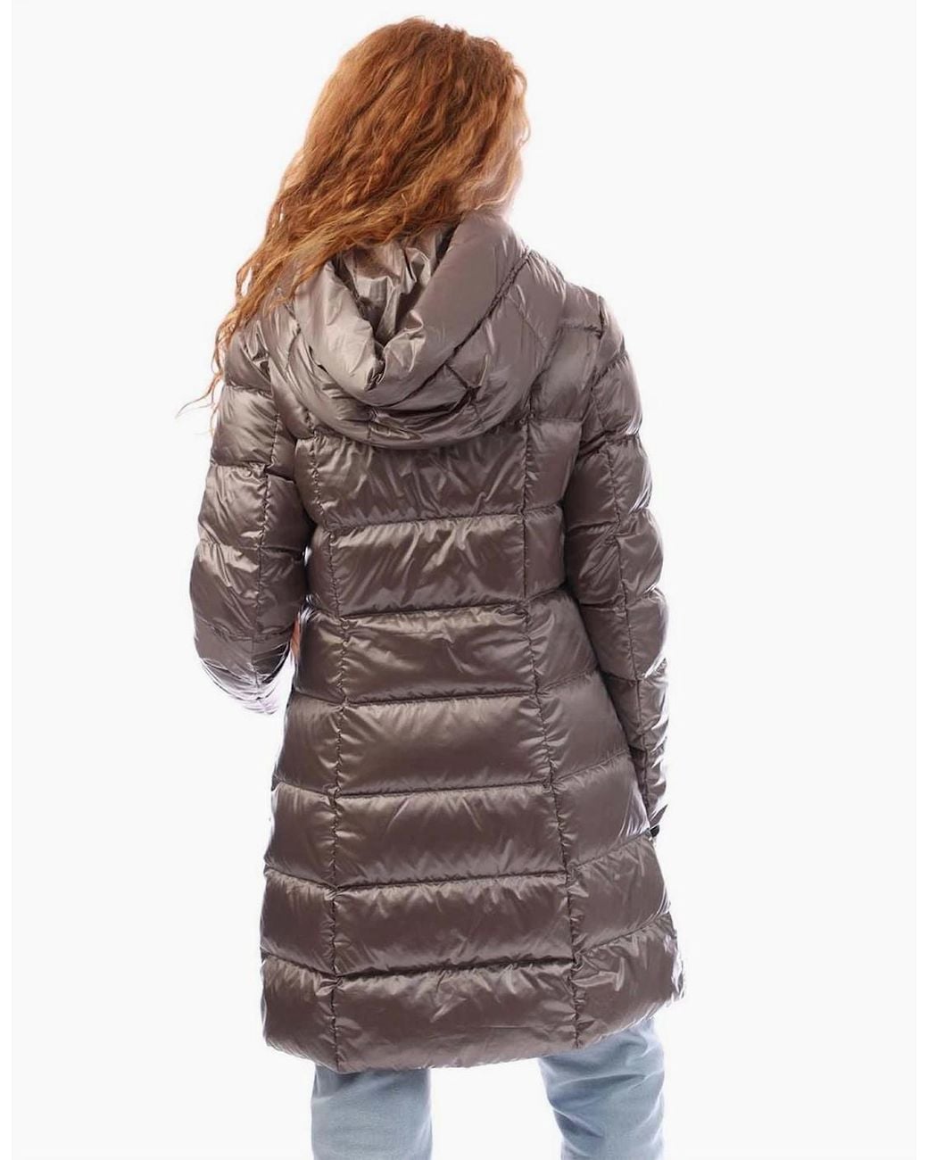 DKNY Brown Front Down Filled Long Puffer Jacket
