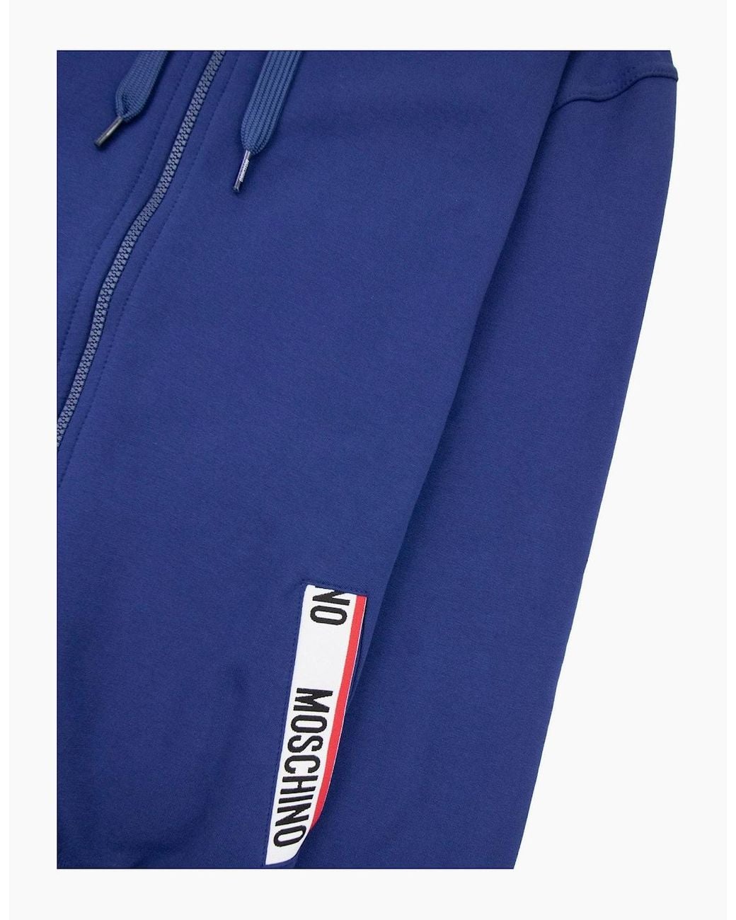 Moschino Blue Underwear Pocket Tape Logo Hoody for men
