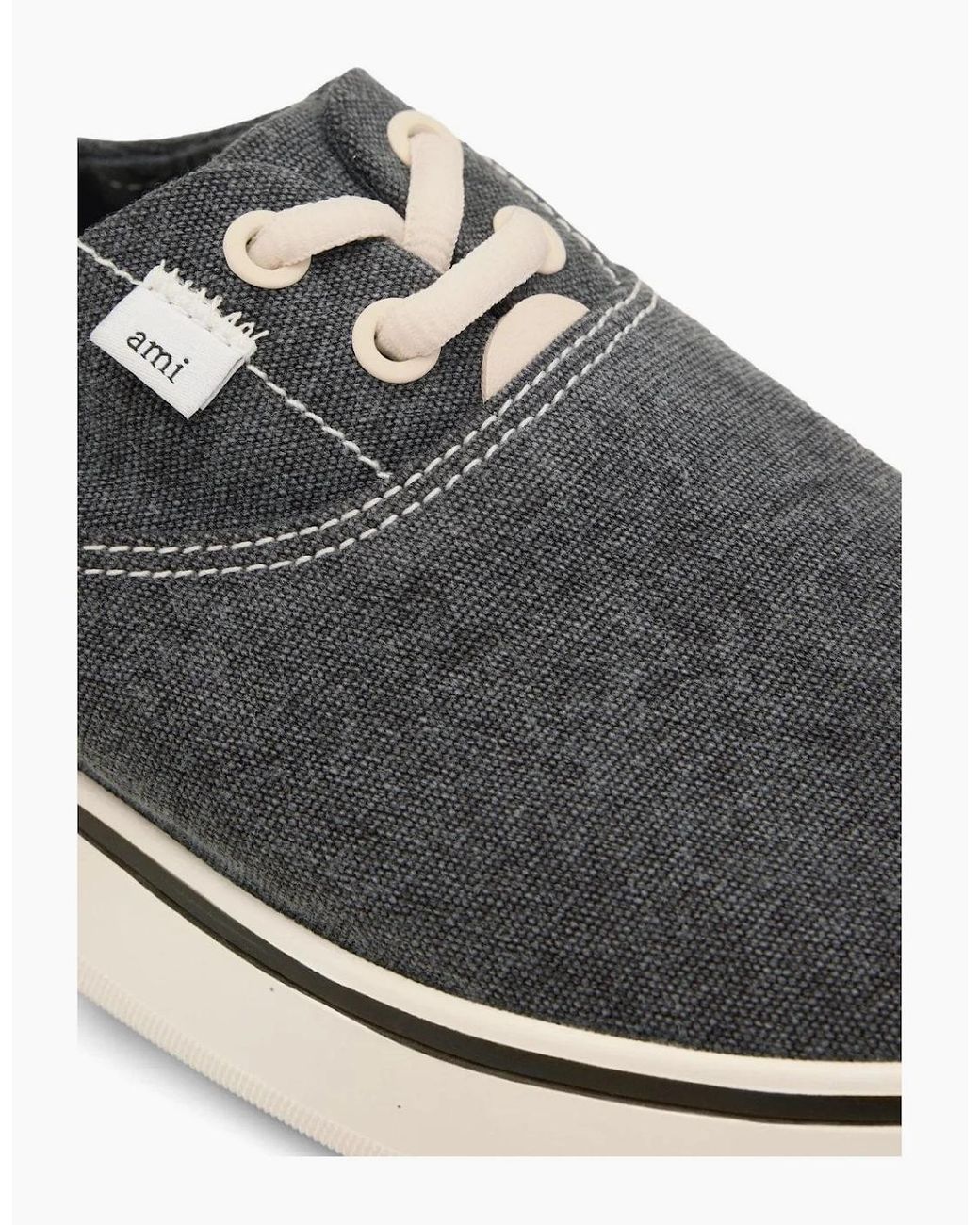 AMI Black Washed Canvas Tennis Sneakers for men