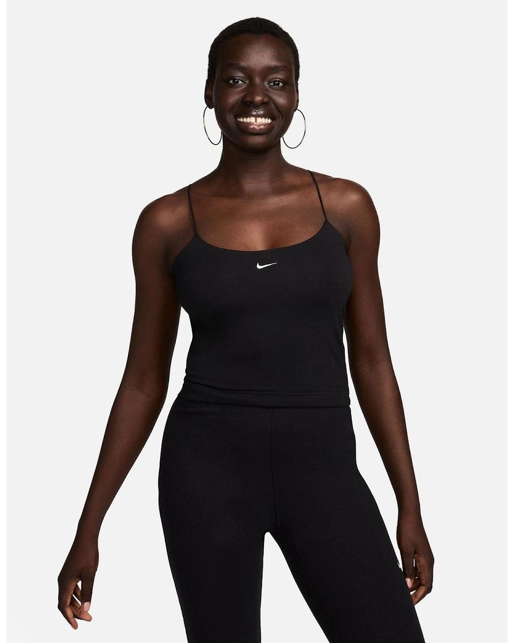 Nike Brown Bold Logo Spaghetti Strap Slim Fit Camisole Tank