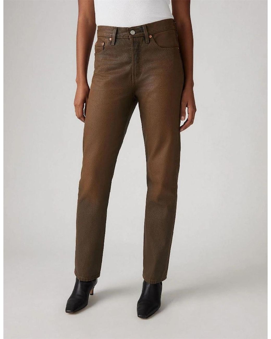 Levi's Brown 501 Straight Leg Five Pocket Jeans