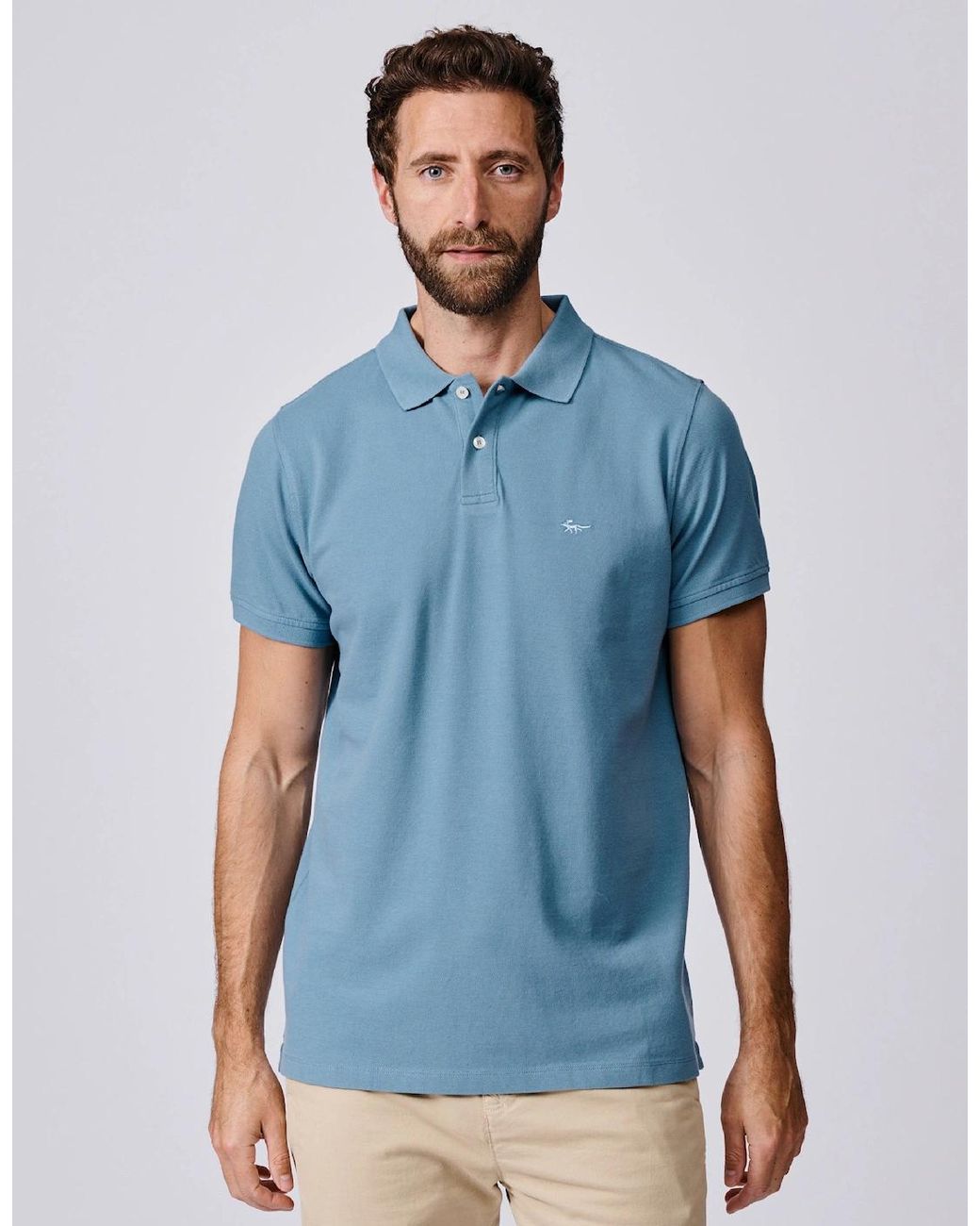 aubi Blue Oliver Pique Polo for men
