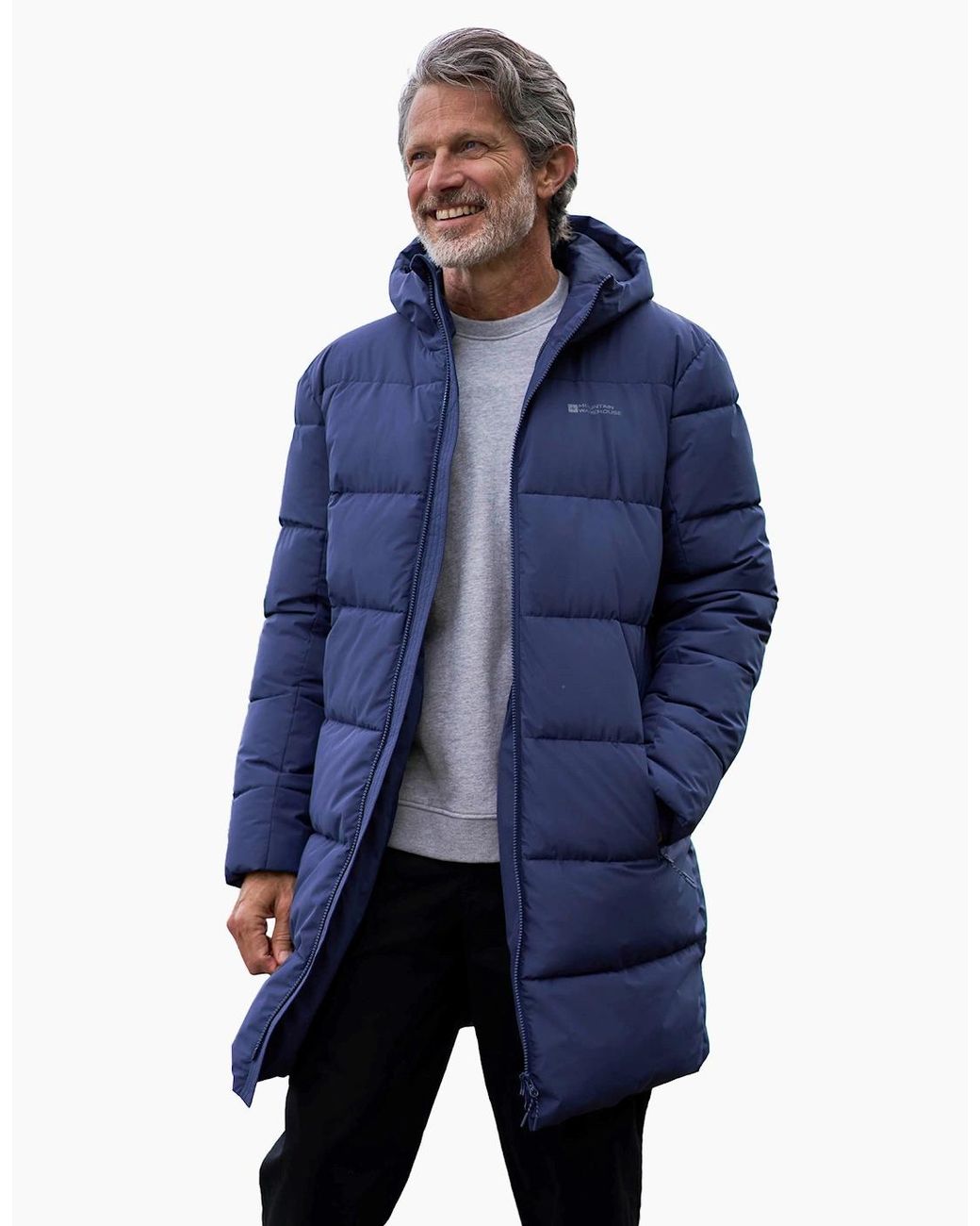 Mountain Warehouse Blue Vortex Longline Padded Jacket for men