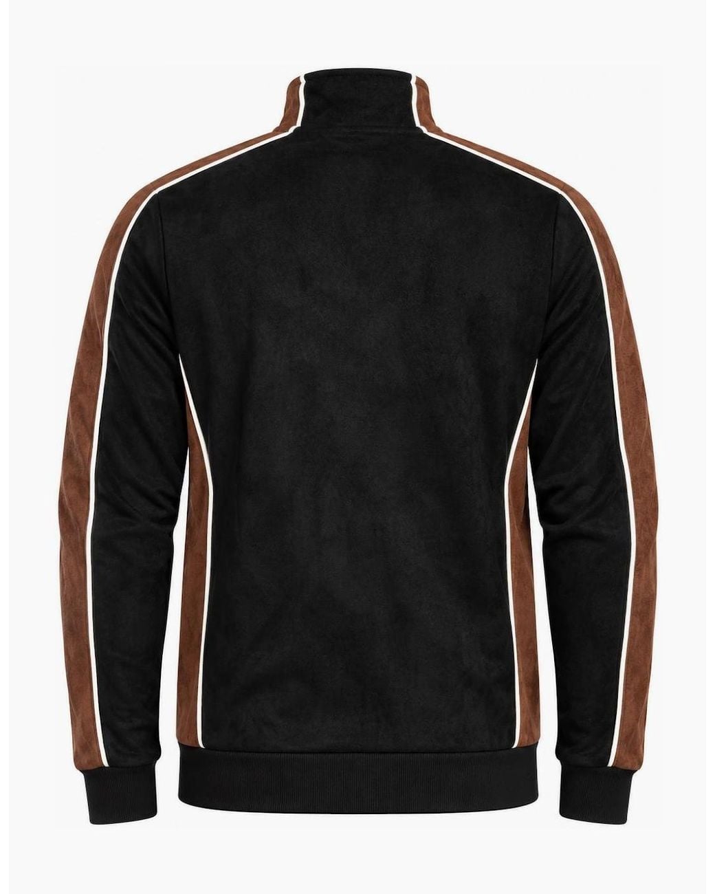 Sergio Tacchini Black Contrasto Suede Track Top Jacket/Potting Soil/Gardenia for men
