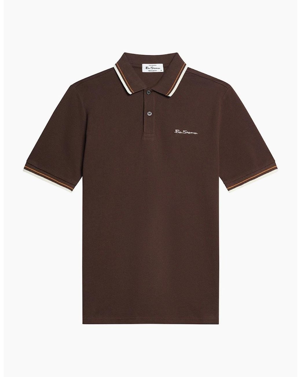 Ben Sherman Brown Signature Pique Short Sleeve Polo Shirt for men