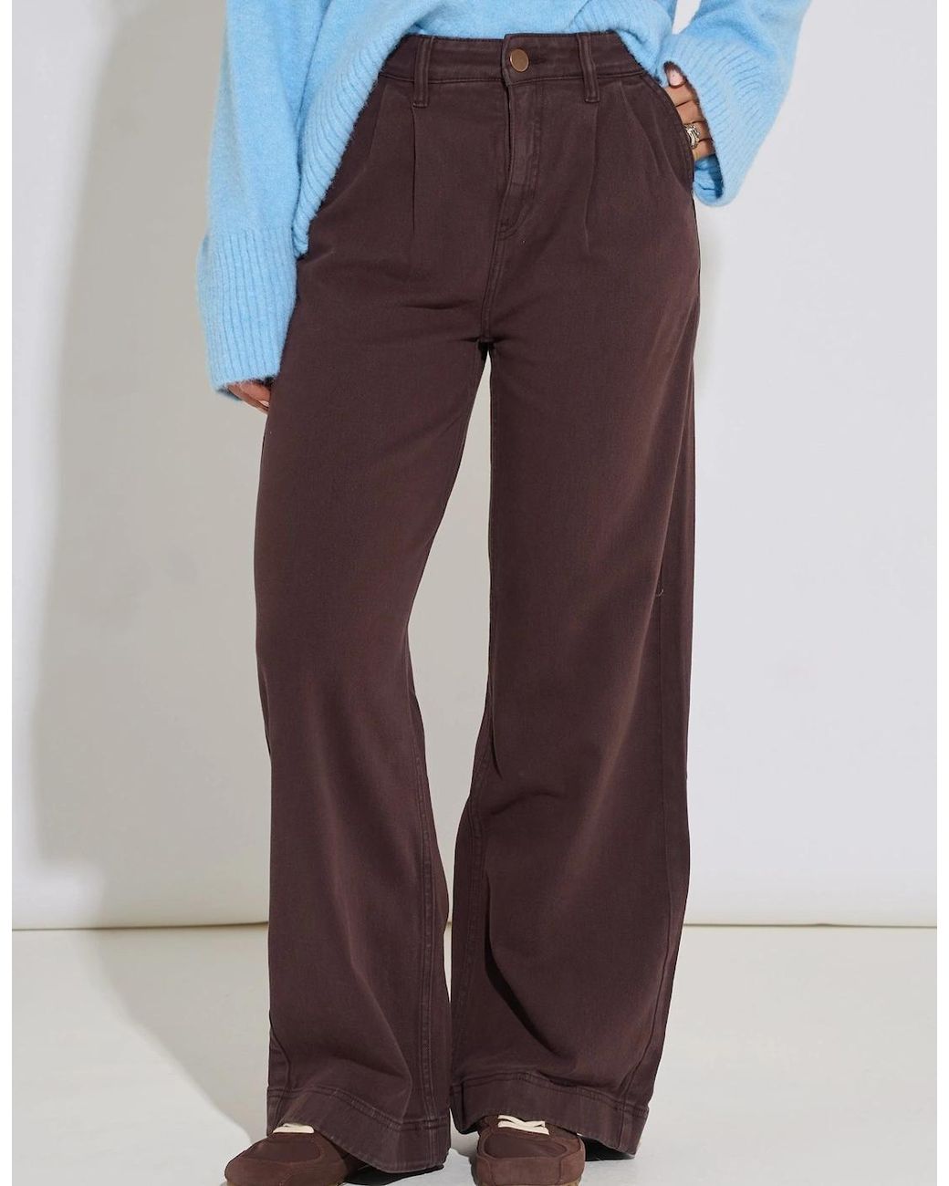 Gini London Blue Pleat Wide Leg Jean