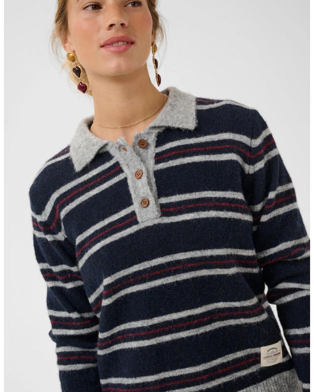 Cream Blue Ditte Polo Pullover