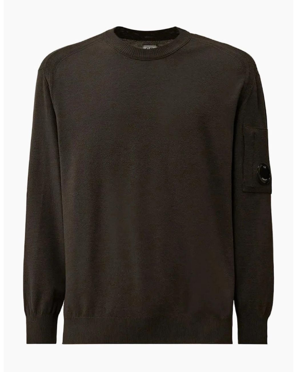 C P Company Black Extrafine Merino Wool Lens Knit for men