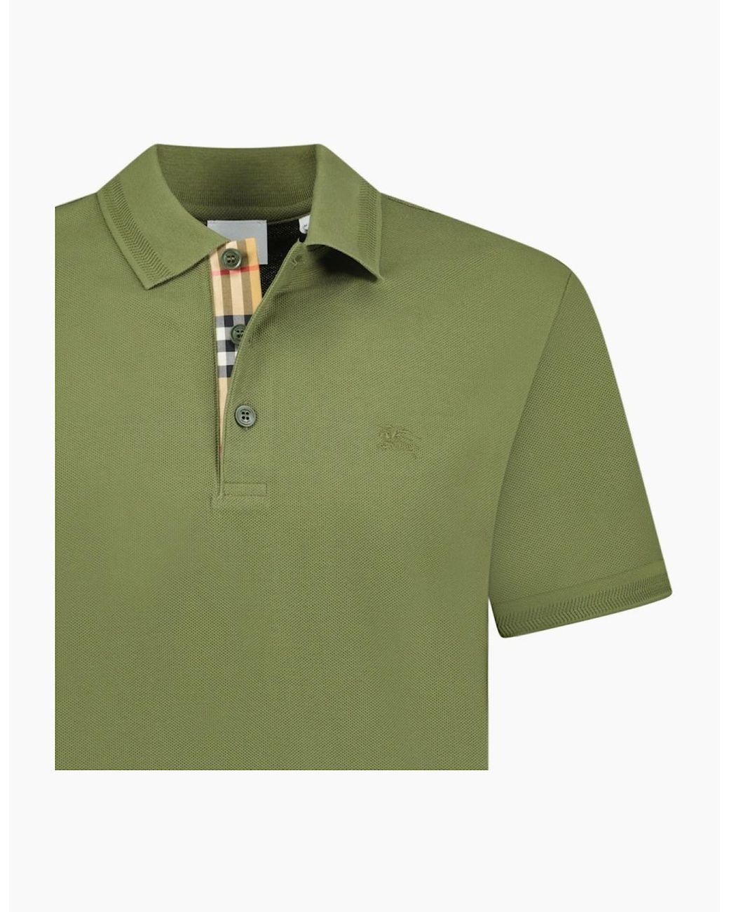 Burberry Green 'Eddie' Check Polo Khaki for men