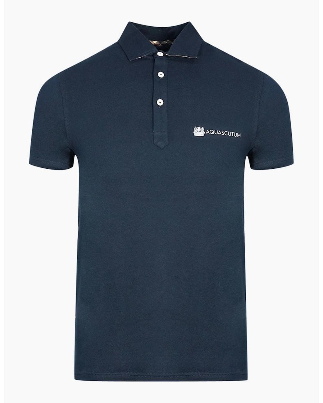 Aquascutum Blue Aldis Crest Block Logo Polo Shirt for men