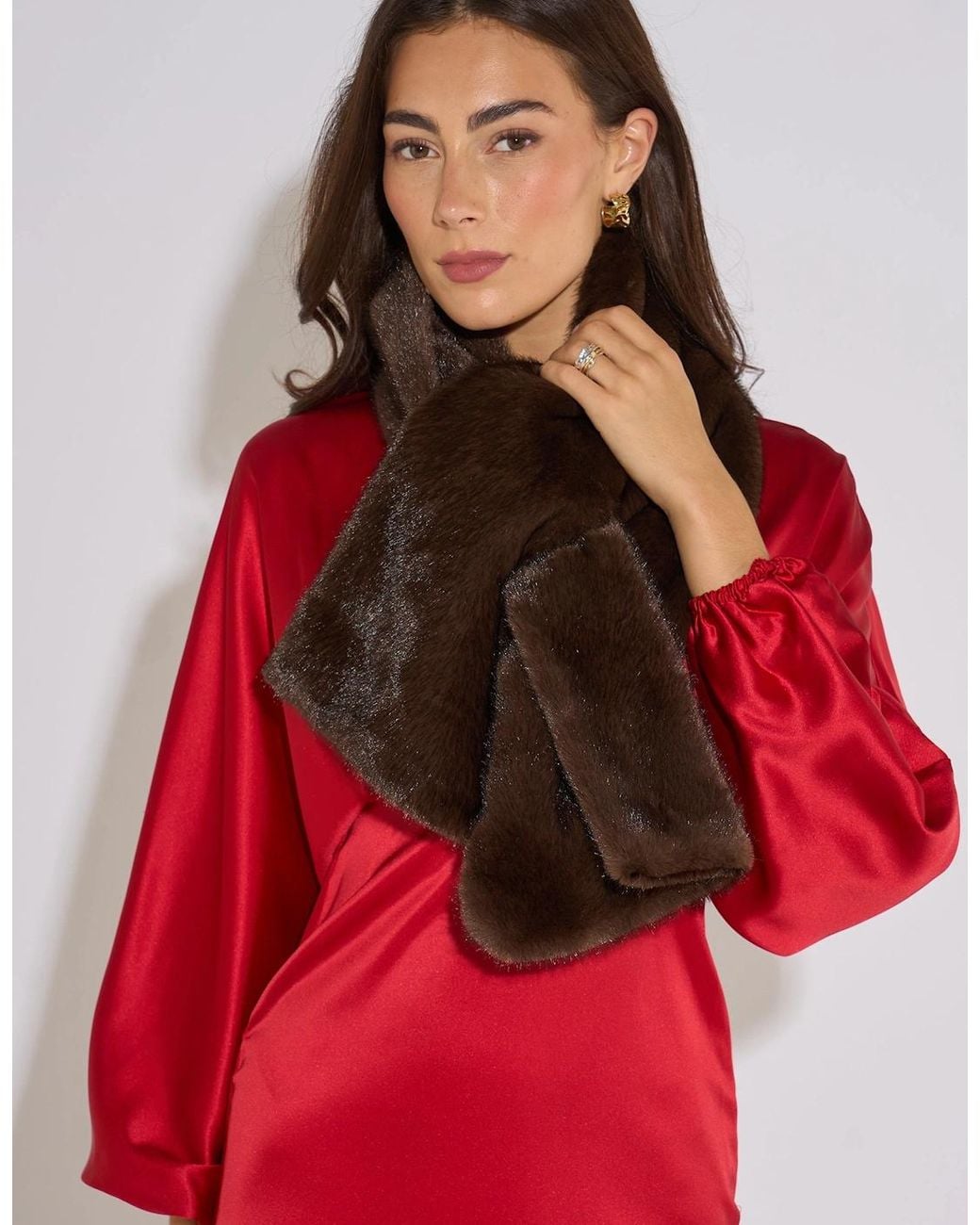 Gini London Red Faux Fur Stole