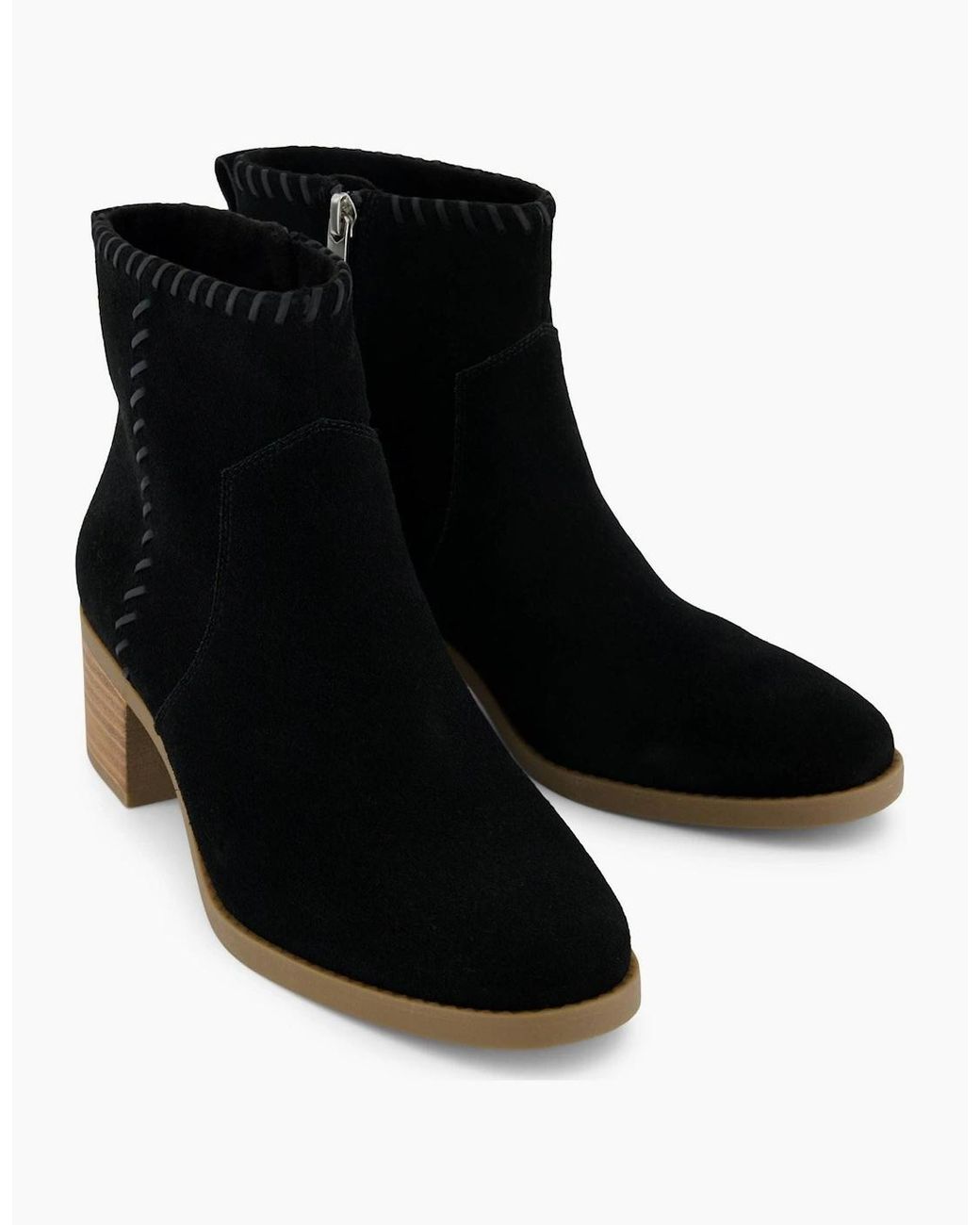 TOMS Black Delilah Heeled Suede Heeled Ankle Boots