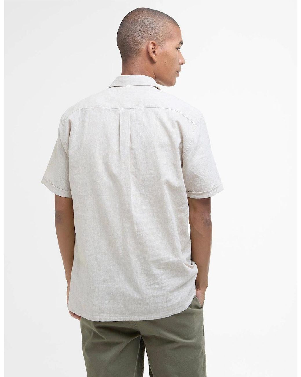 Barbour White Nelson Linen Short Sleeve Shirt