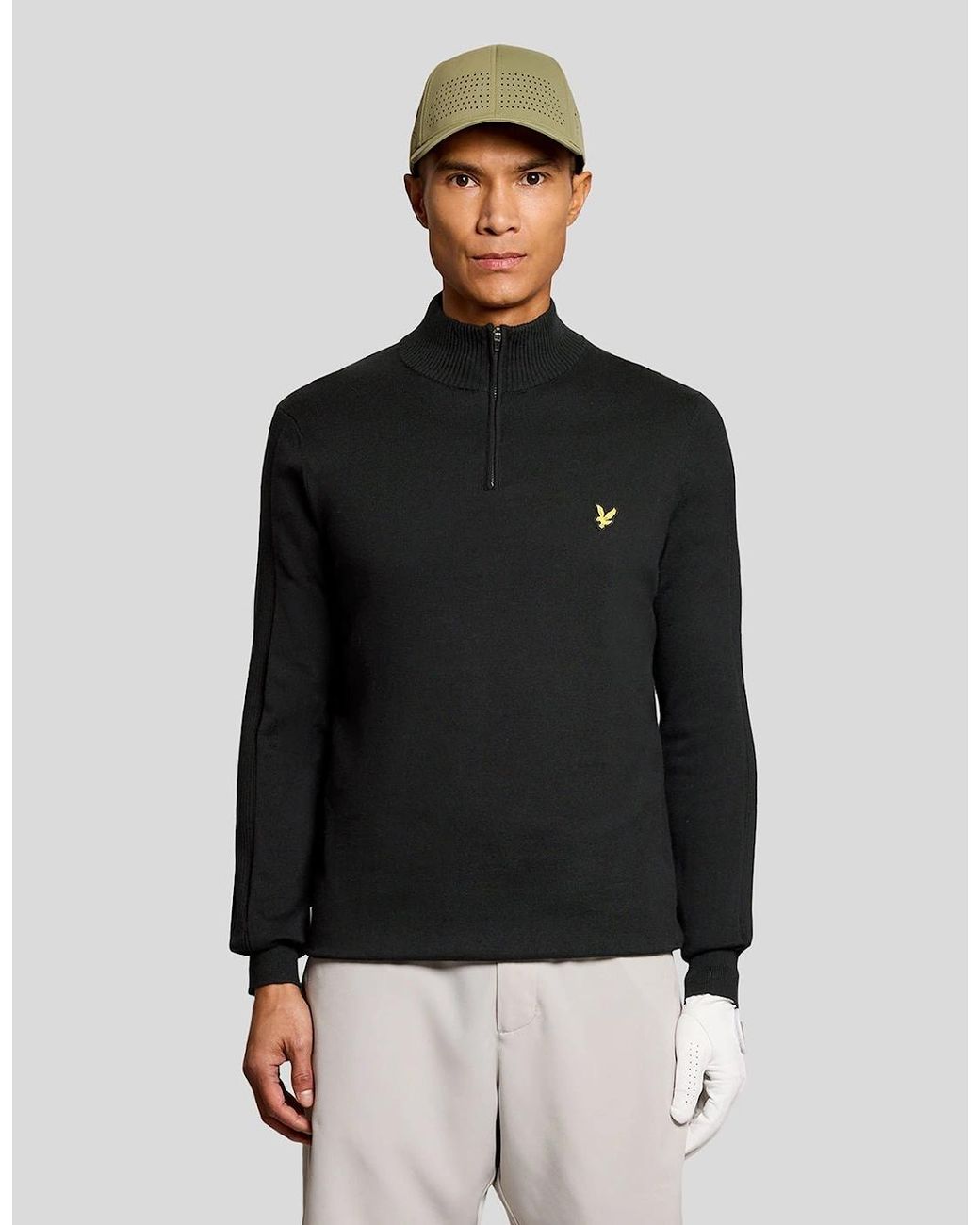 Lyle & Scott Black Cotton Blend 1/4 Zip Jumper for men