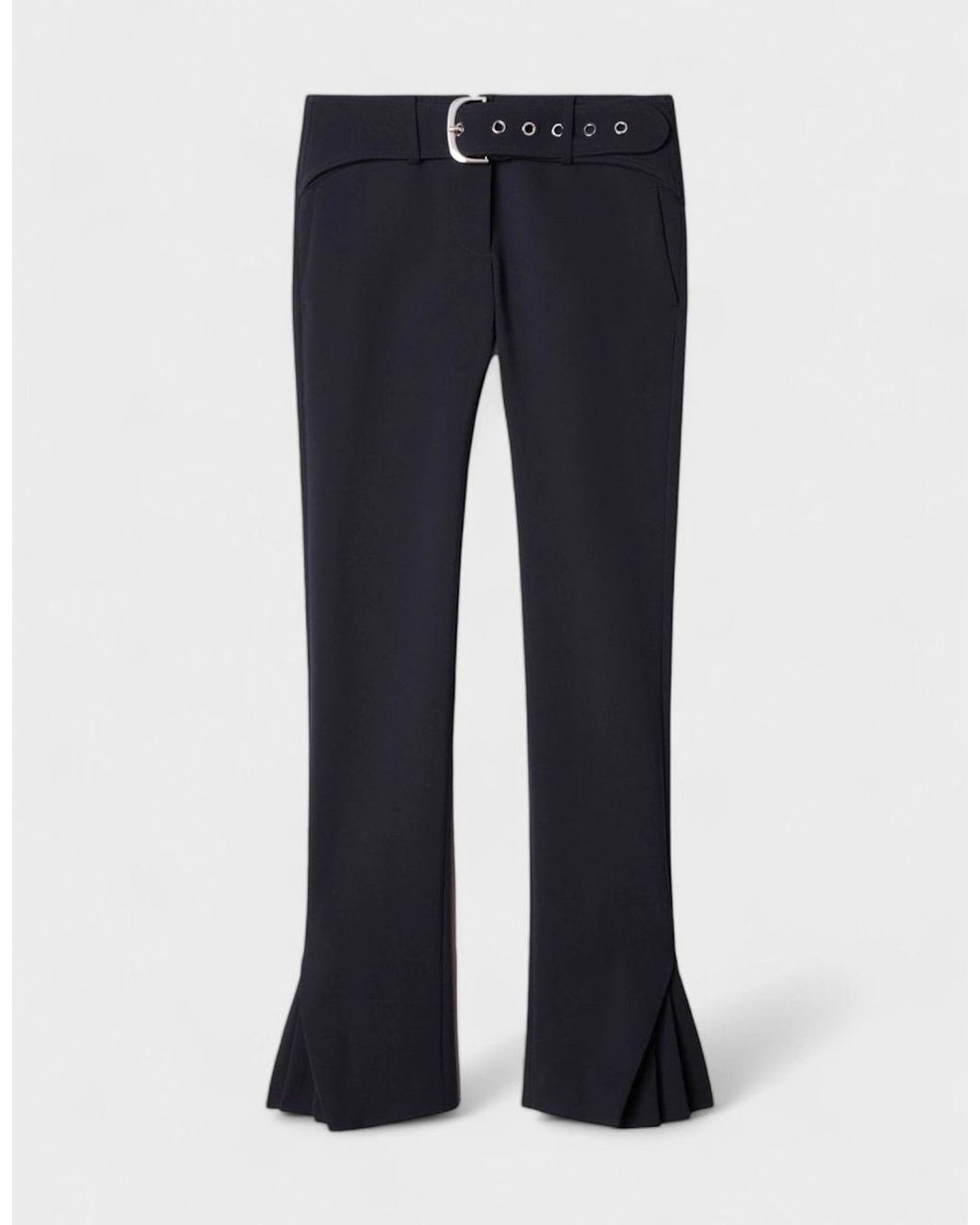 Off-White c/o Virgil Abloh Blue Stretch Wool Belt Slim Pants Dark