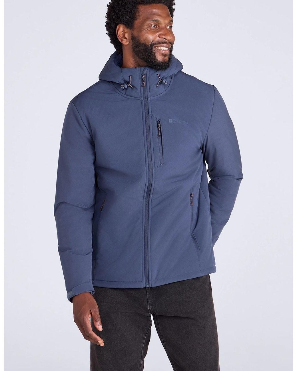 Mountain Warehouse Blue Charleston Faux Fur Lined Soft Shell Jacket for men