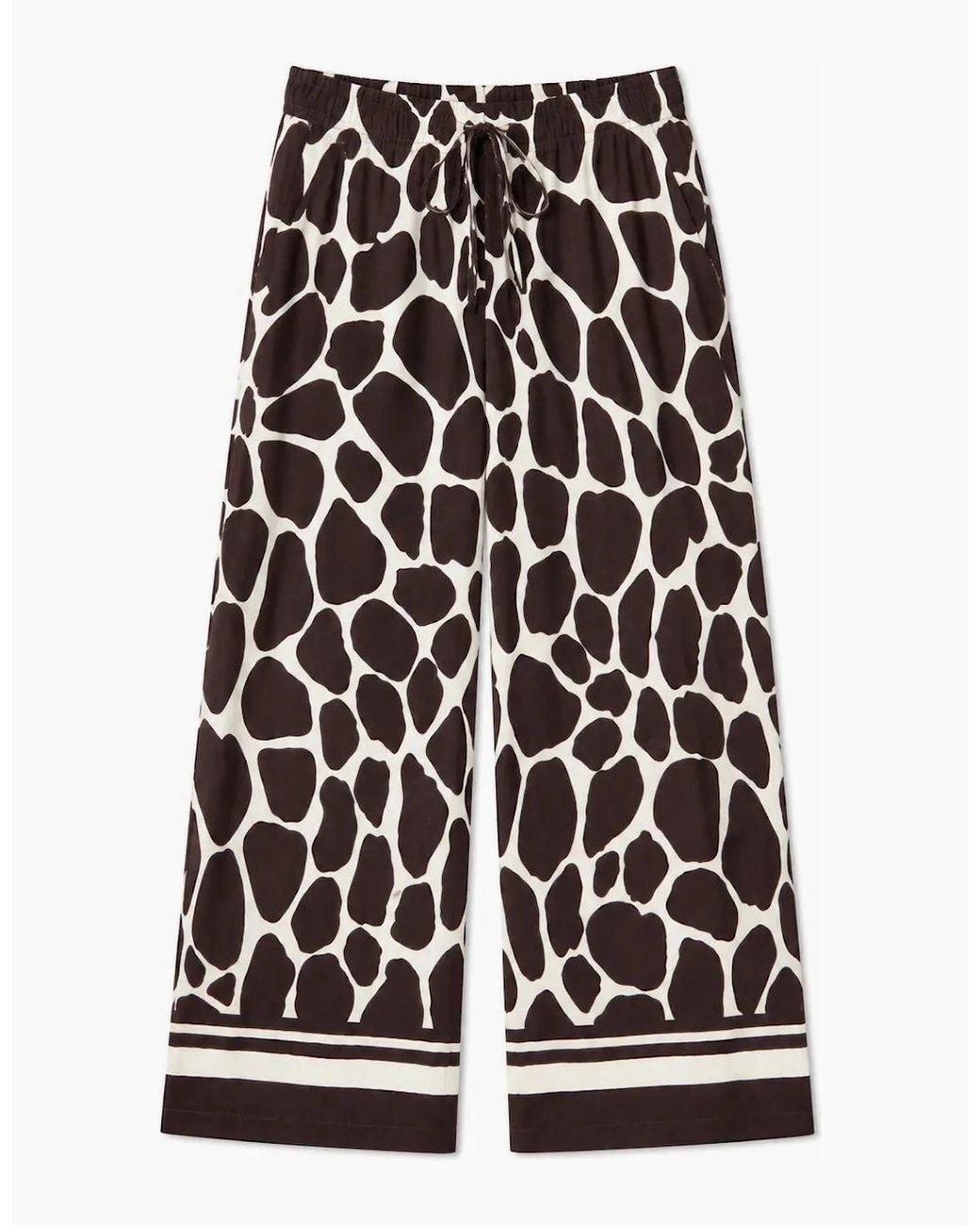 Live Unlimited London White Animal Print Wide Leg Trousers