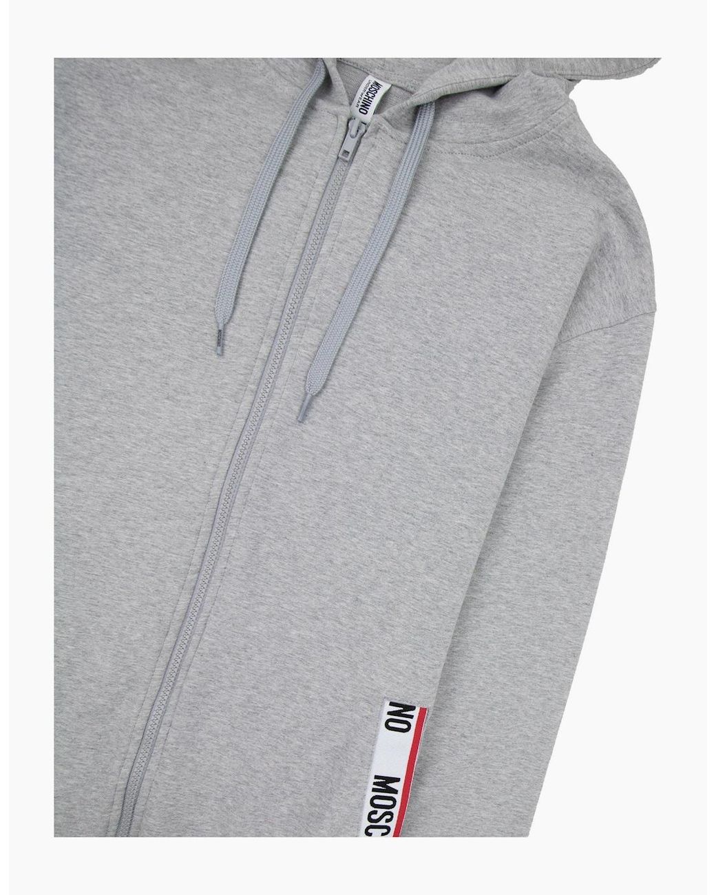Moschino Gray Underwear Pocket Tape Logo Hoody Light for men