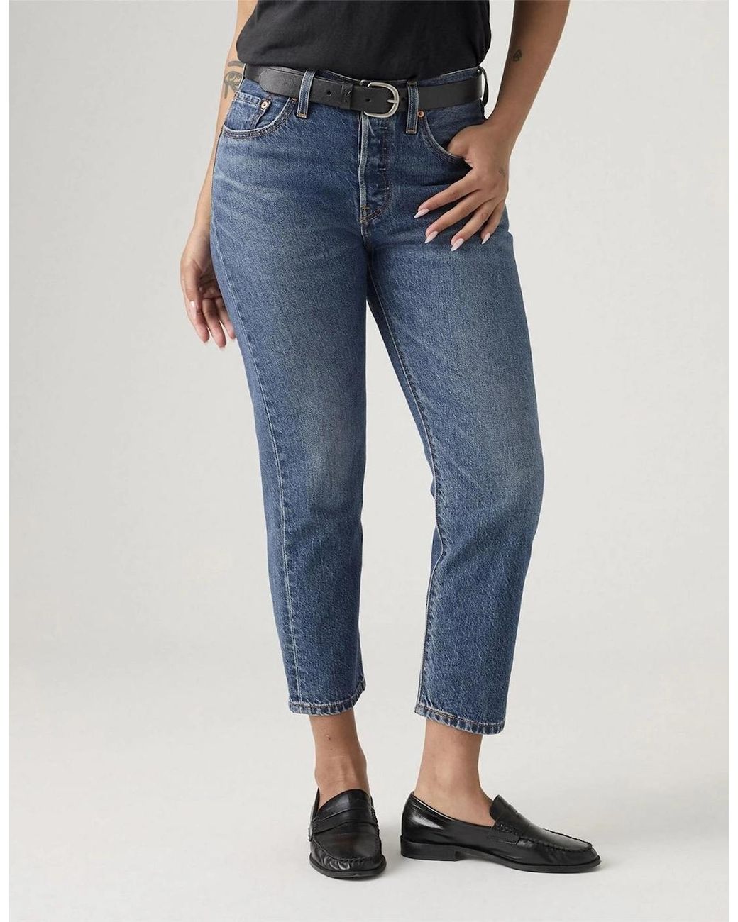 Levi's Blue 501 Crop Lightweight Straight Leg Jeans