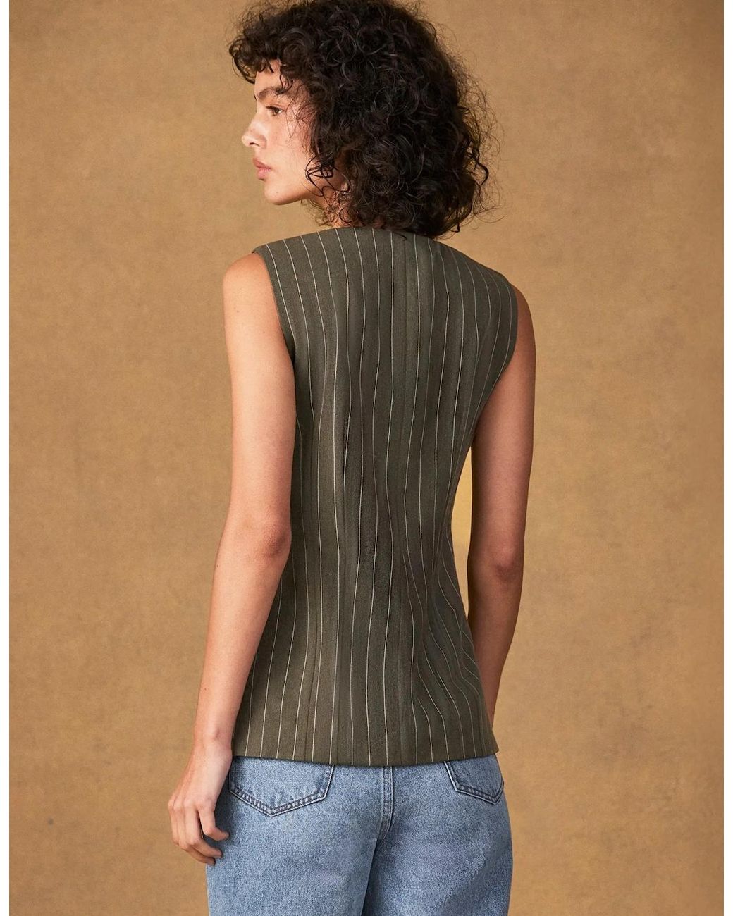Ro&zo Green Pinstripe Waistcoat