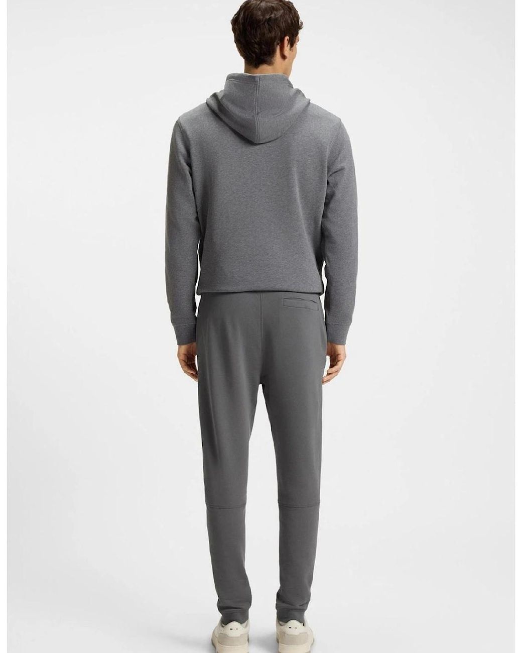 Boss Gray Sestart Solid Patterned Slim Joggers for men