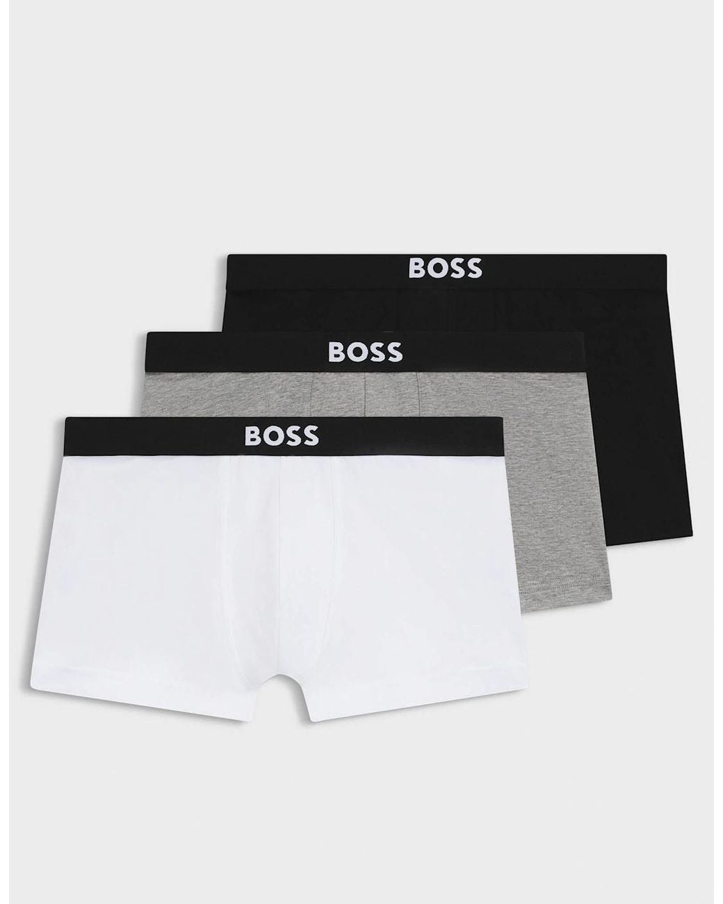 Boss Natural Boss 3-Pack Stretch-Cotton Trunks With Logo Waistbands for men