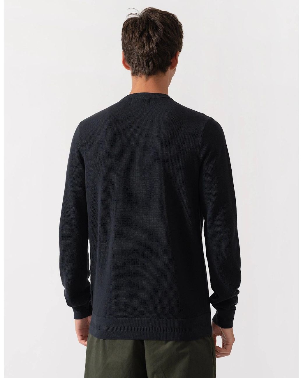Fred Perry Black Pique Stitch Jumper for men